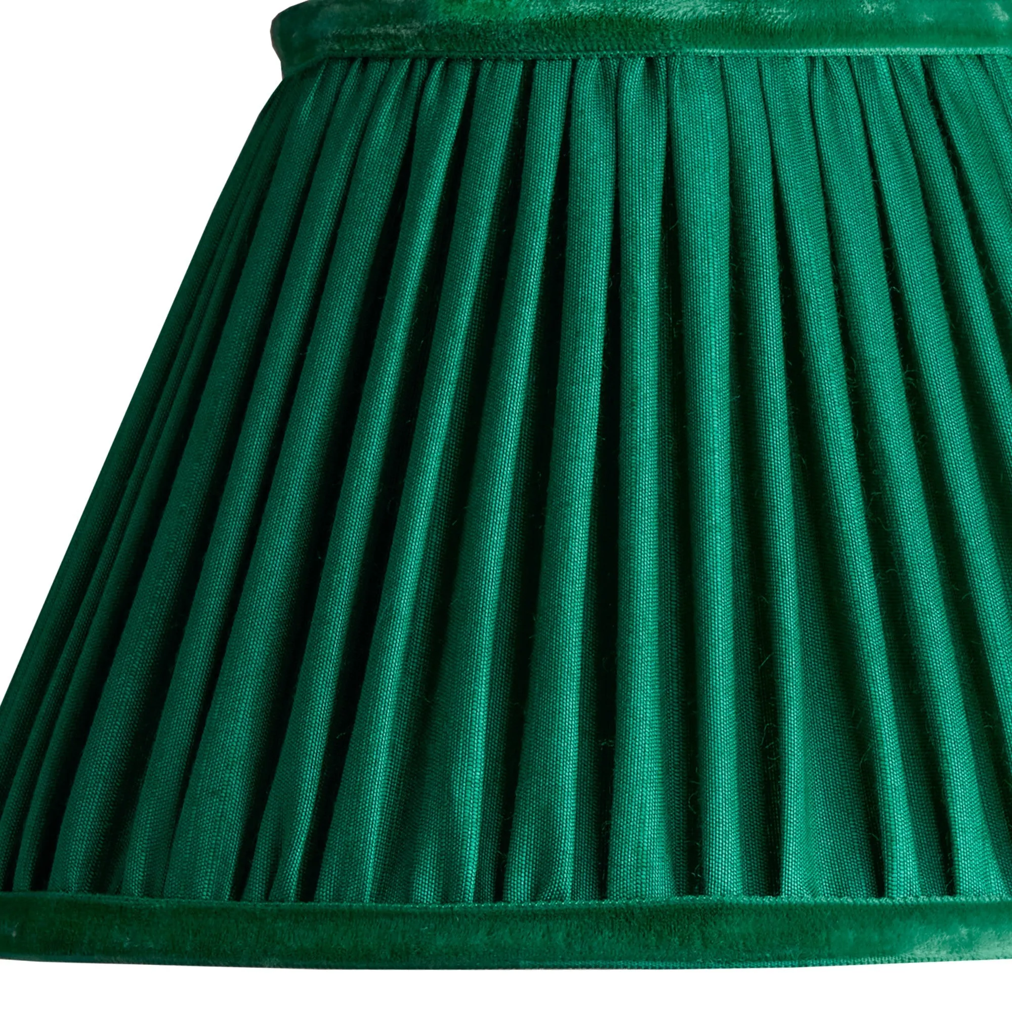 16cm empire shade in emerald silk with velvet tape