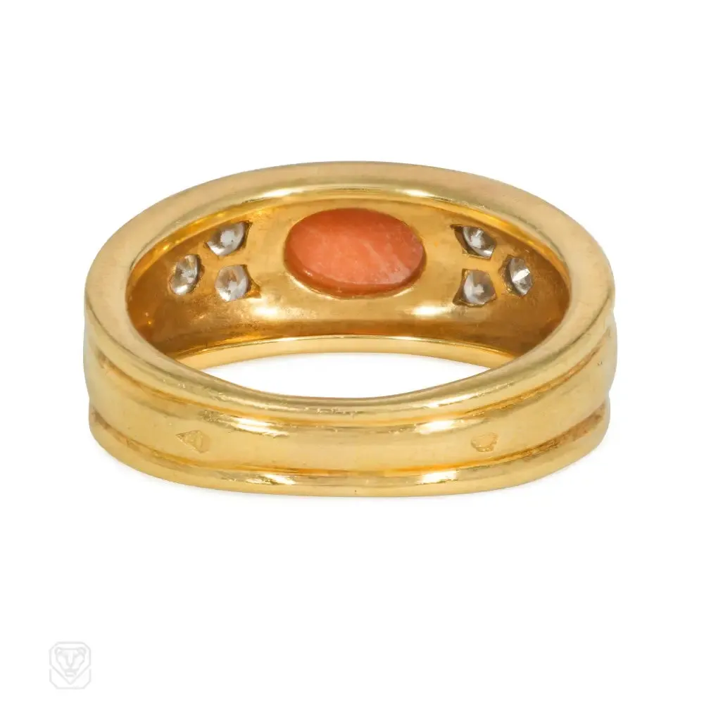 1990s Van Cleef & Arpels coral and diamond ring