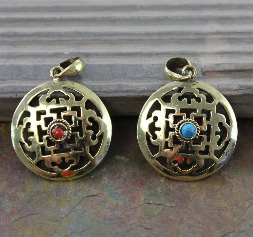 2 Sided Brass mandala Pendant