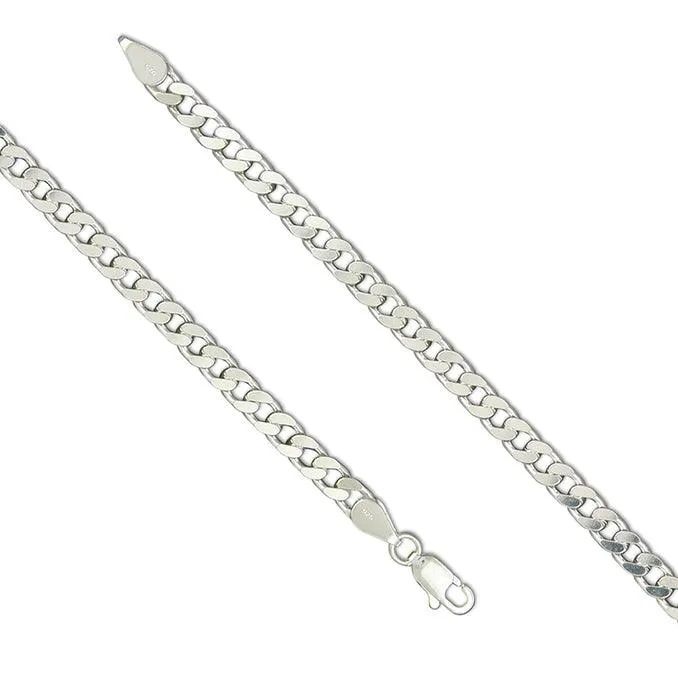 23cm Sterling Silver Flat Curb Chain Bracelet