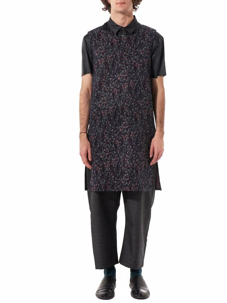 Abstract Floral Jacquard Tunic (TMS-1702 INDIGO-RED)