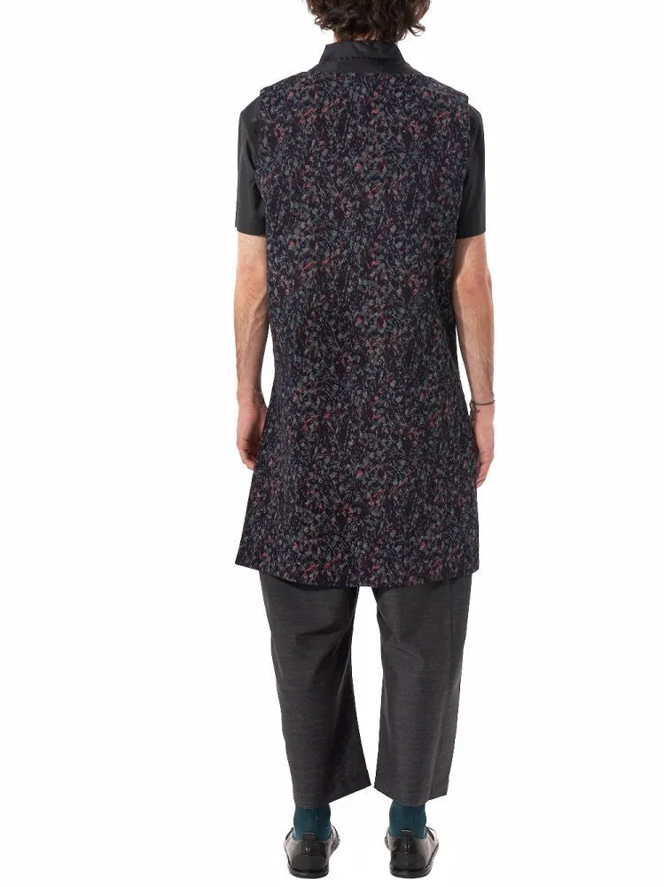 Abstract Floral Jacquard Tunic (TMS-1702 INDIGO-RED)