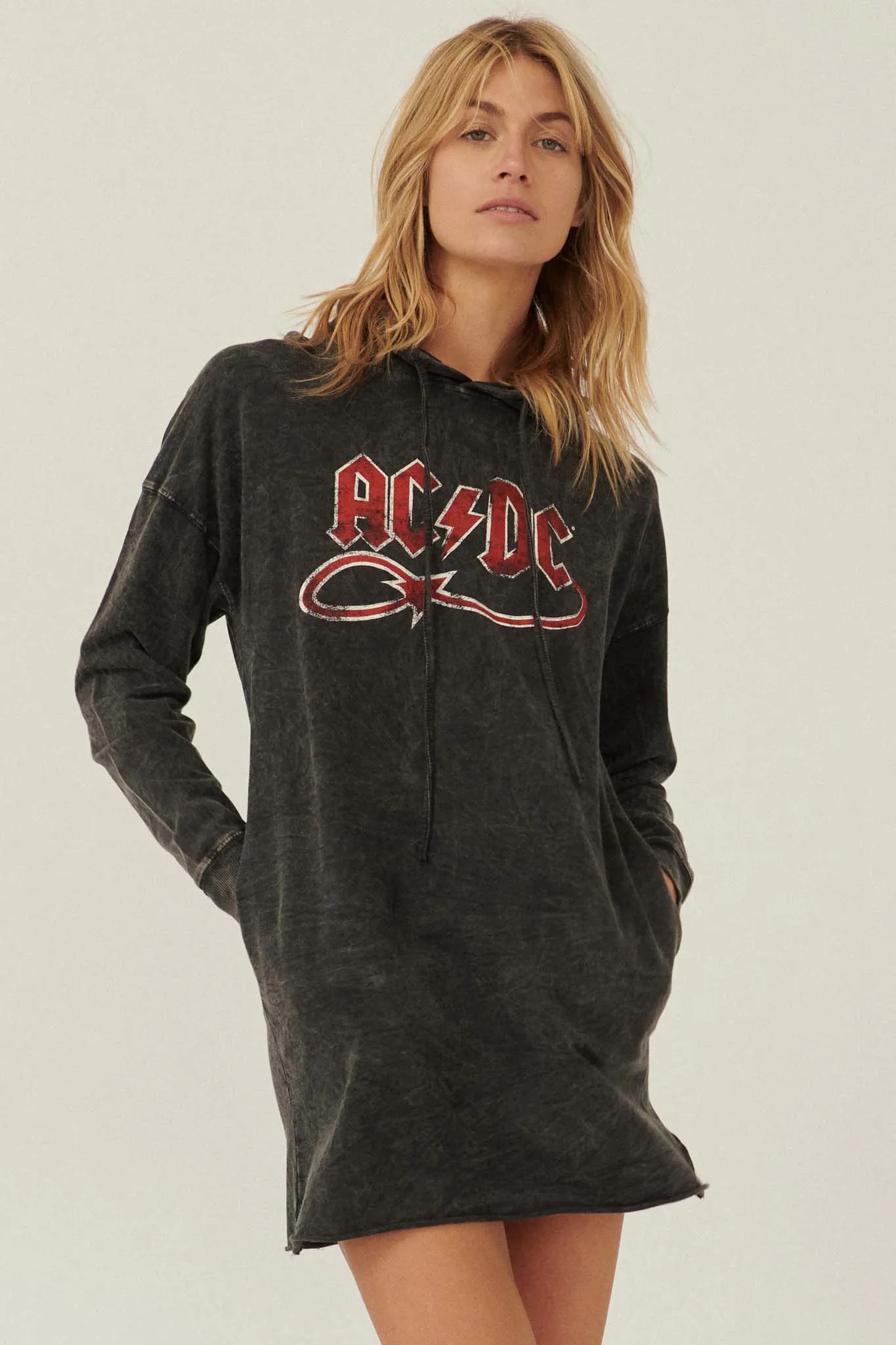 AC/DC Devil Tail Graphic Hoodie Mini Dress