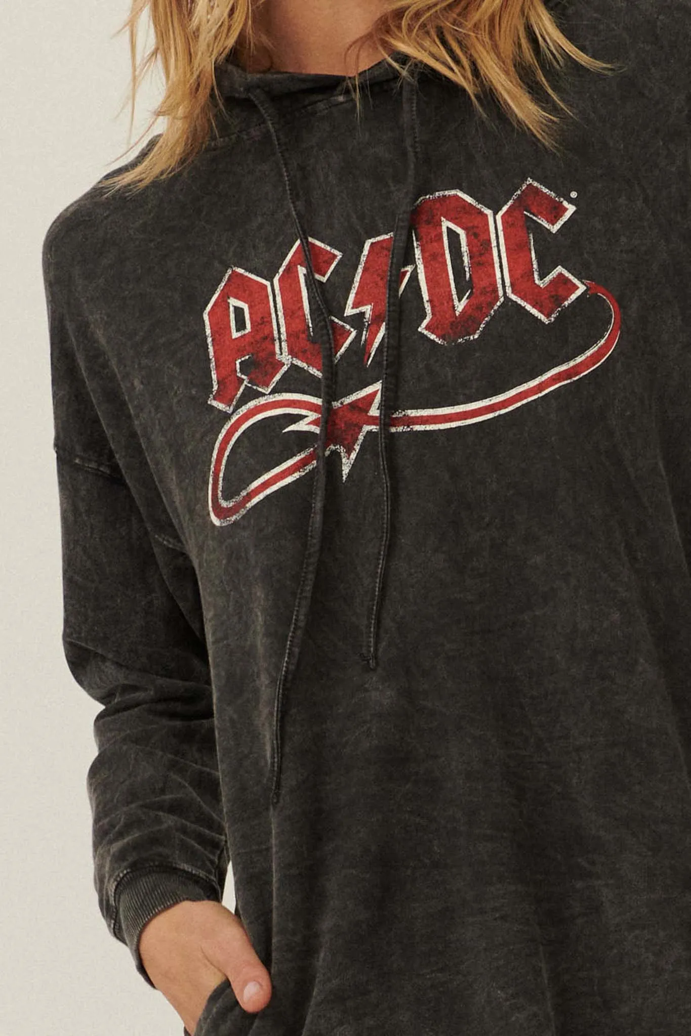 AC/DC Devil Tail Graphic Hoodie Mini Dress