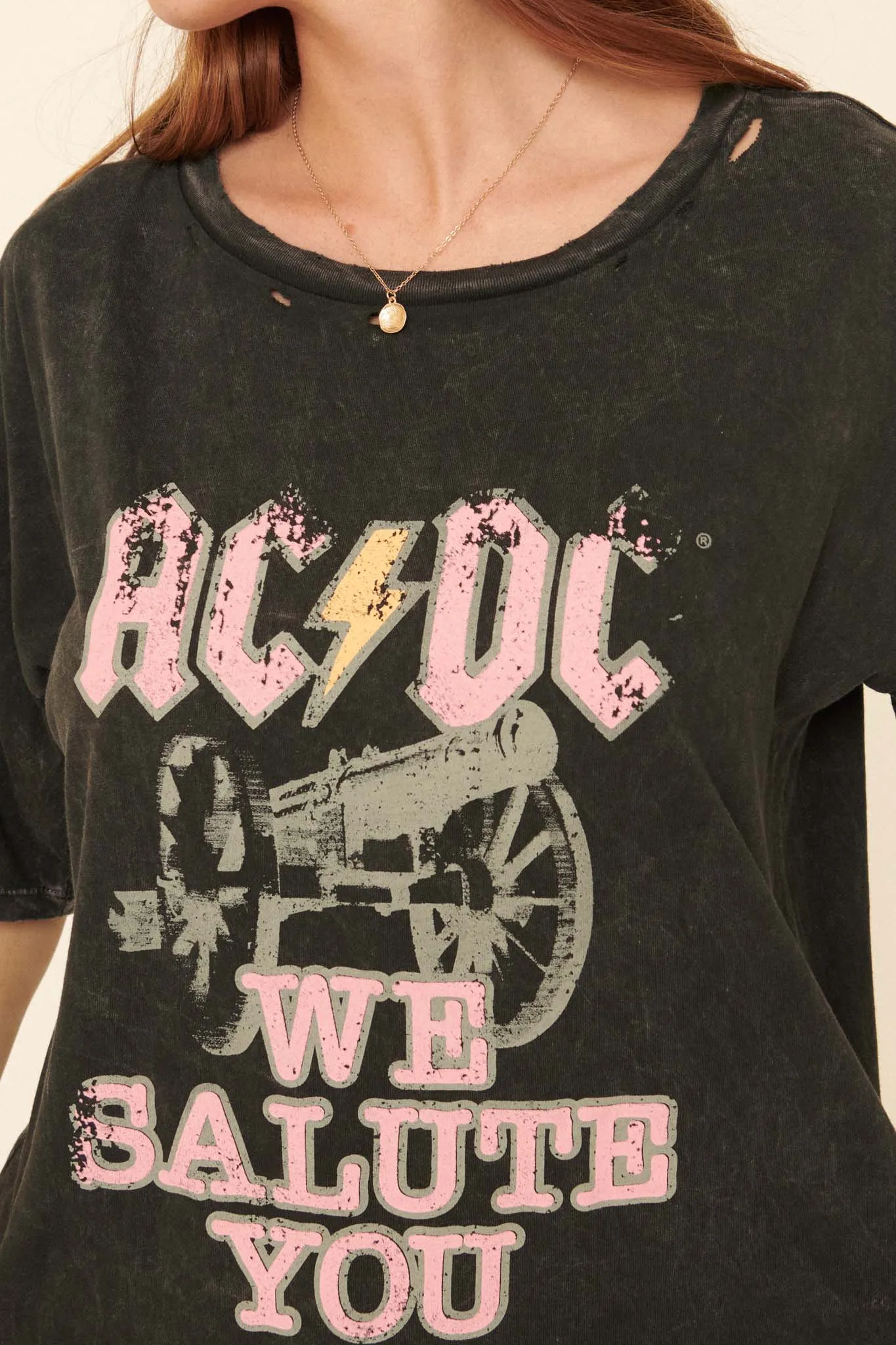 AC/DC We Salute You Distressed Graphic Tee