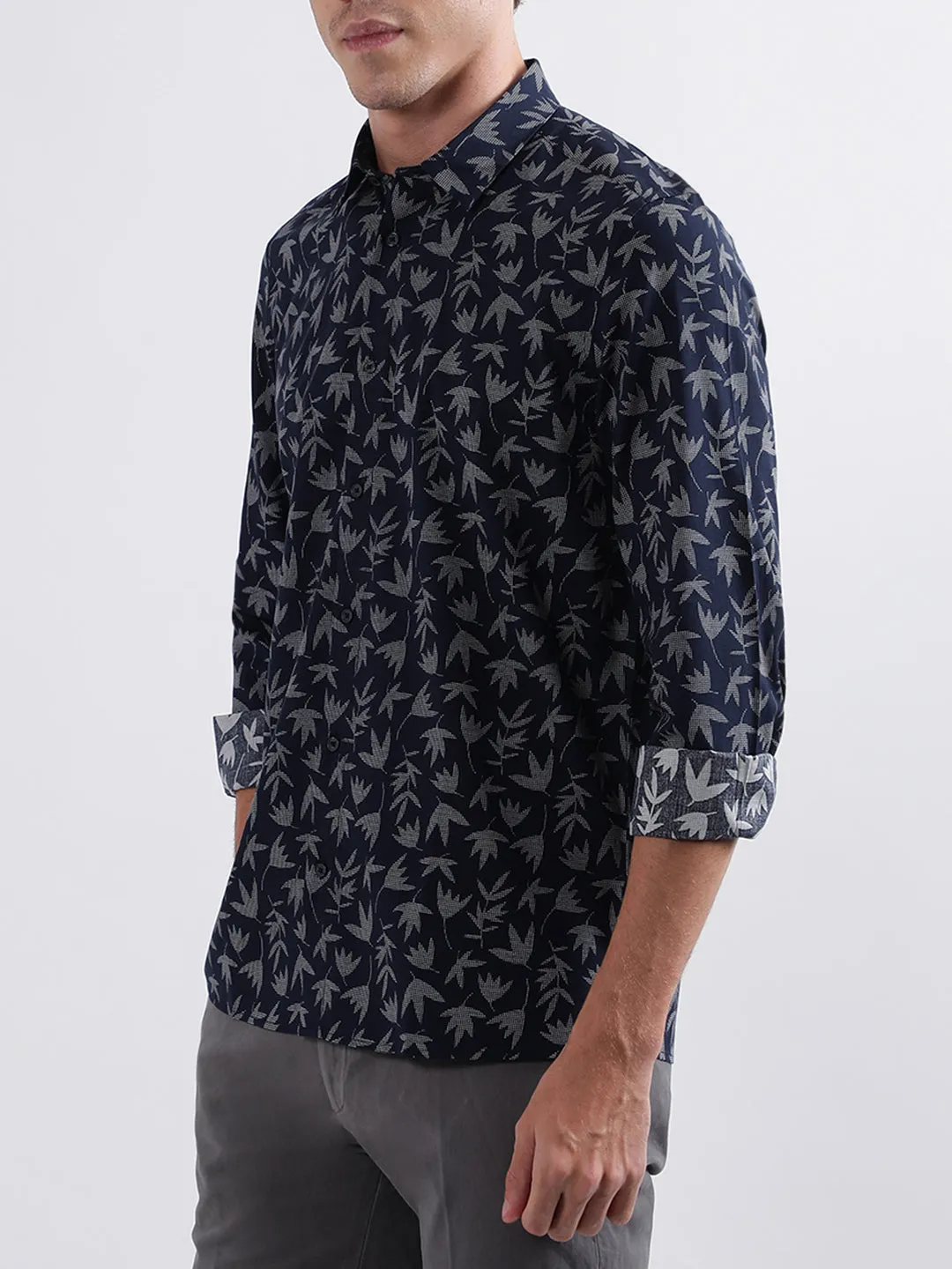 Antony Morato Blue Printed Regular Fit Shirt