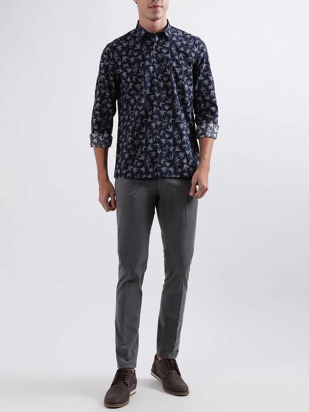 Antony Morato Blue Printed Regular Fit Shirt