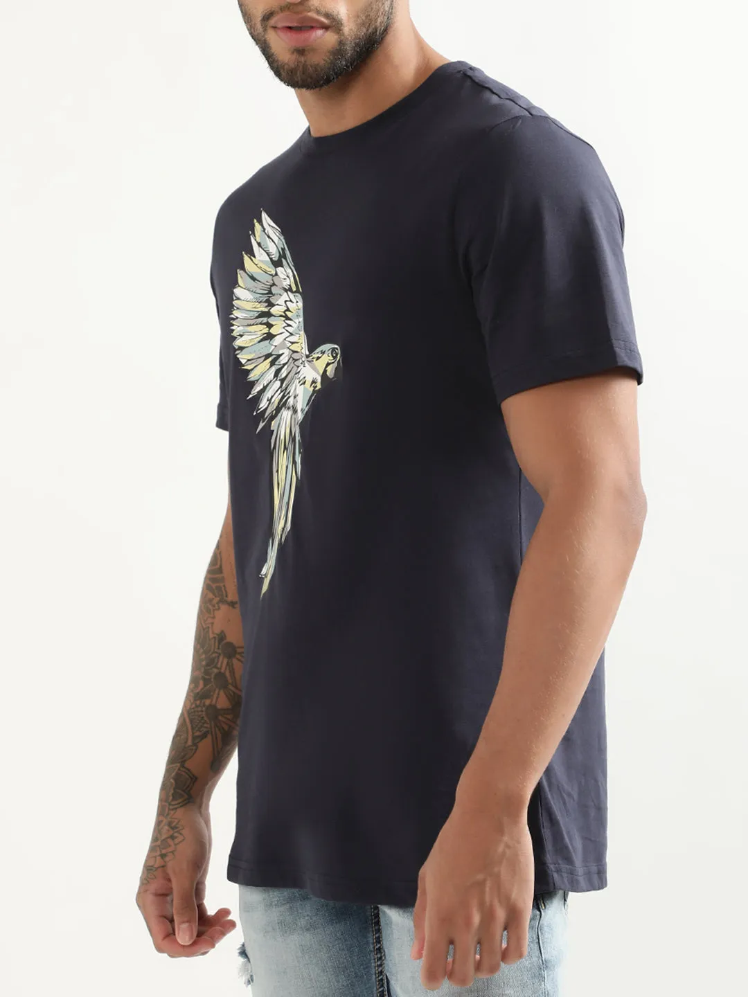 Antony Morato Blue Printed Regular Fit T-Shirt