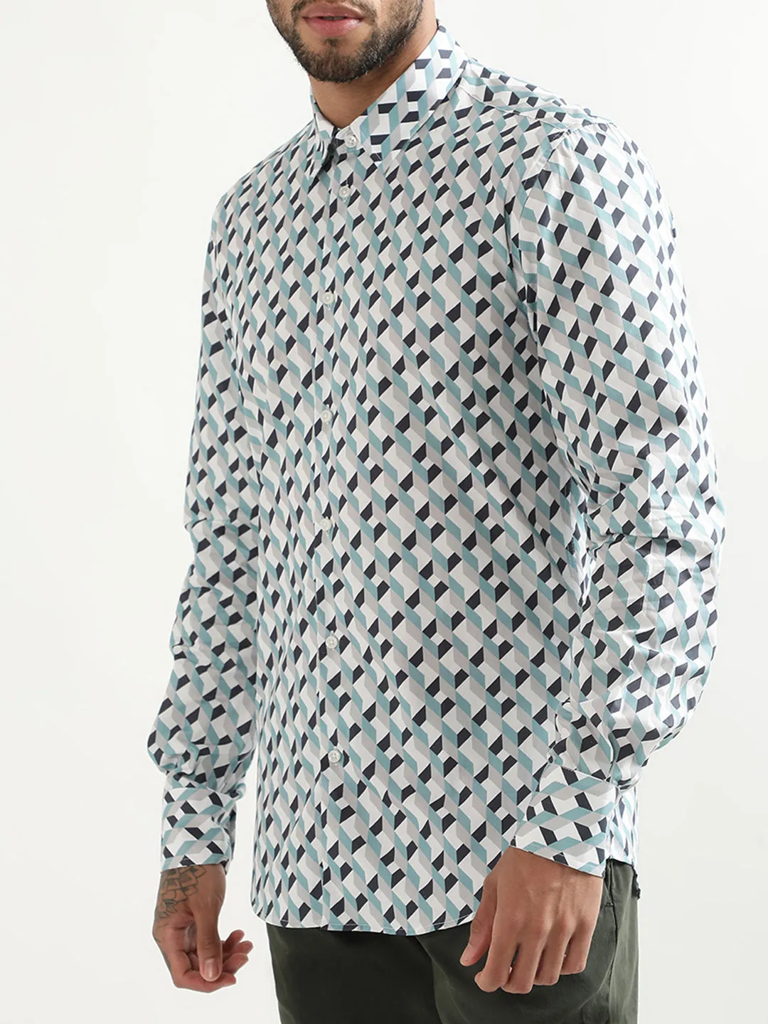 Antony Morato Blue Printed Slim Fit Shirt