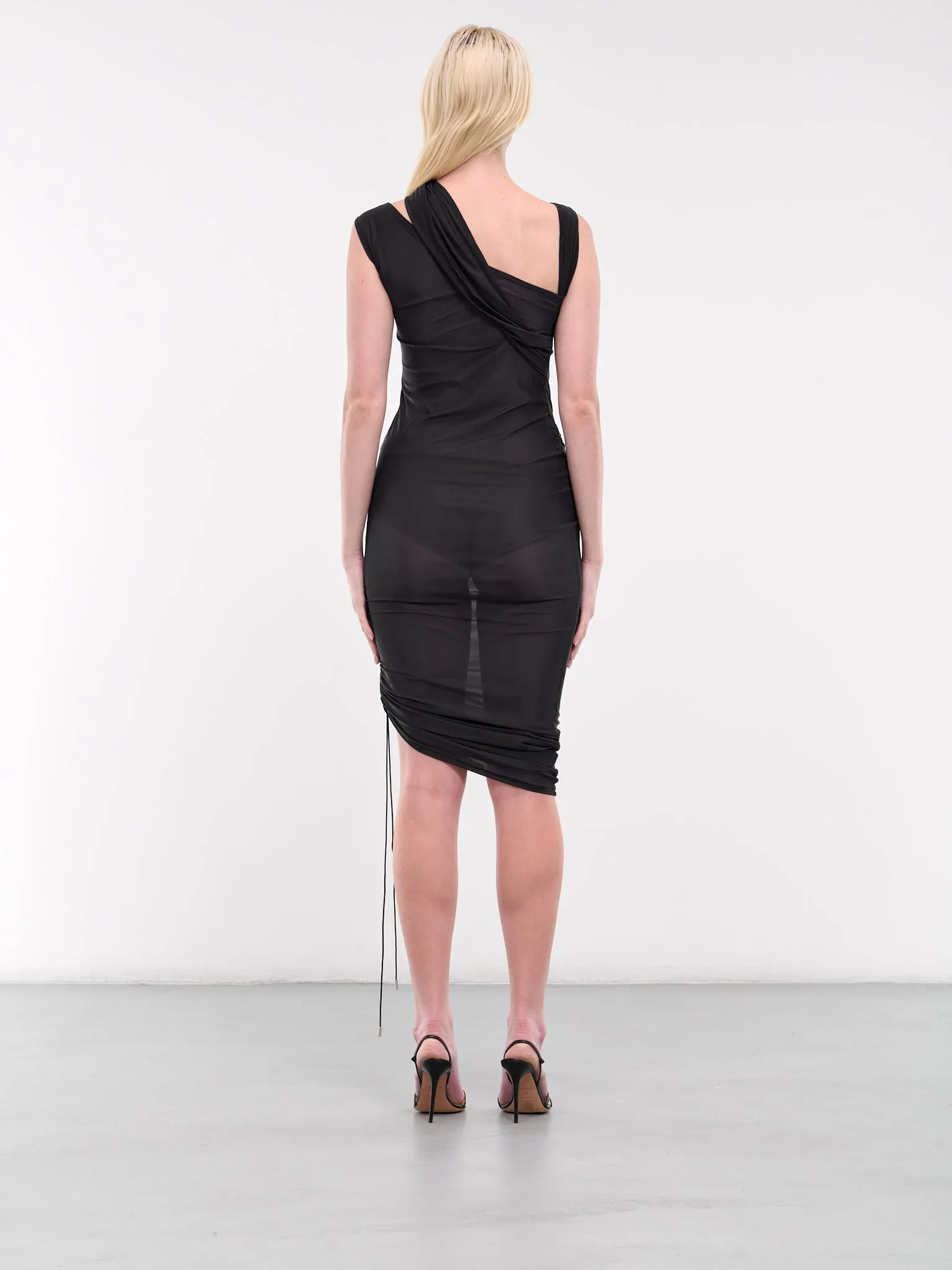 Asymmetric Twisted Knot Dress (DR073-BLACK)