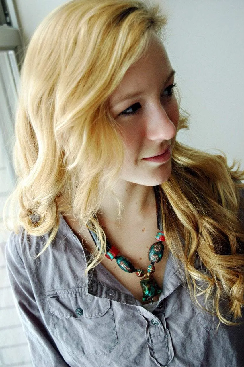 Awesome Tribal Solid Turquoise Necklace