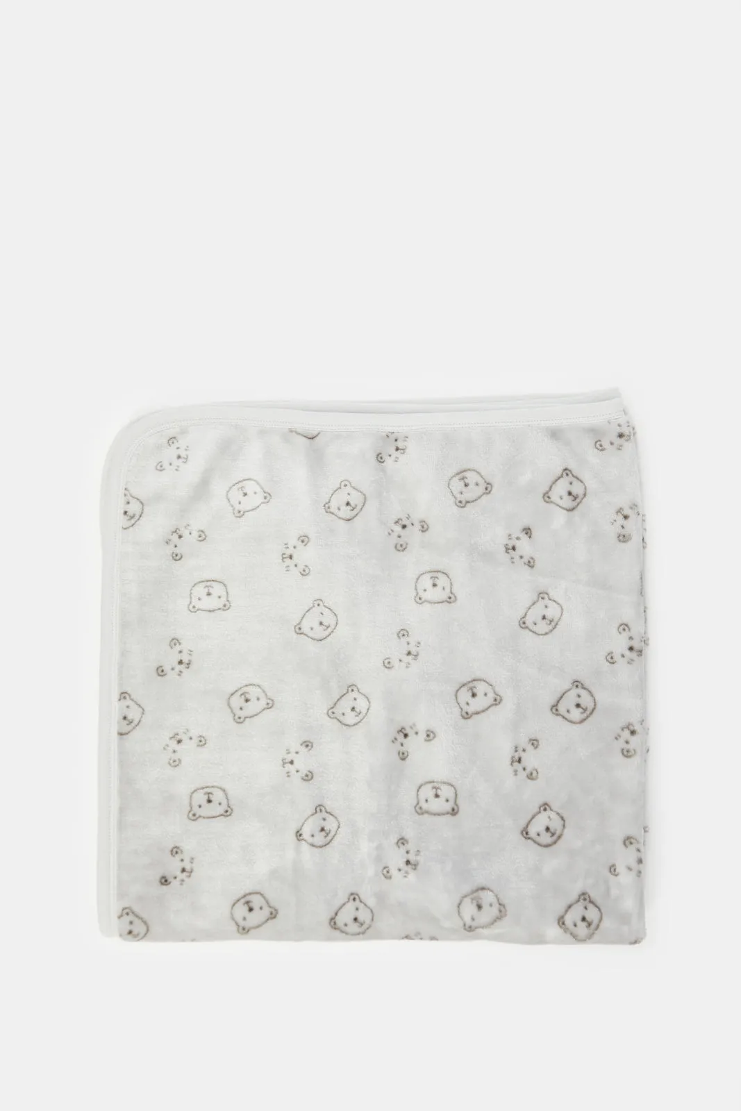 Babies Grey Printed Velour Blanket (1 Piece)