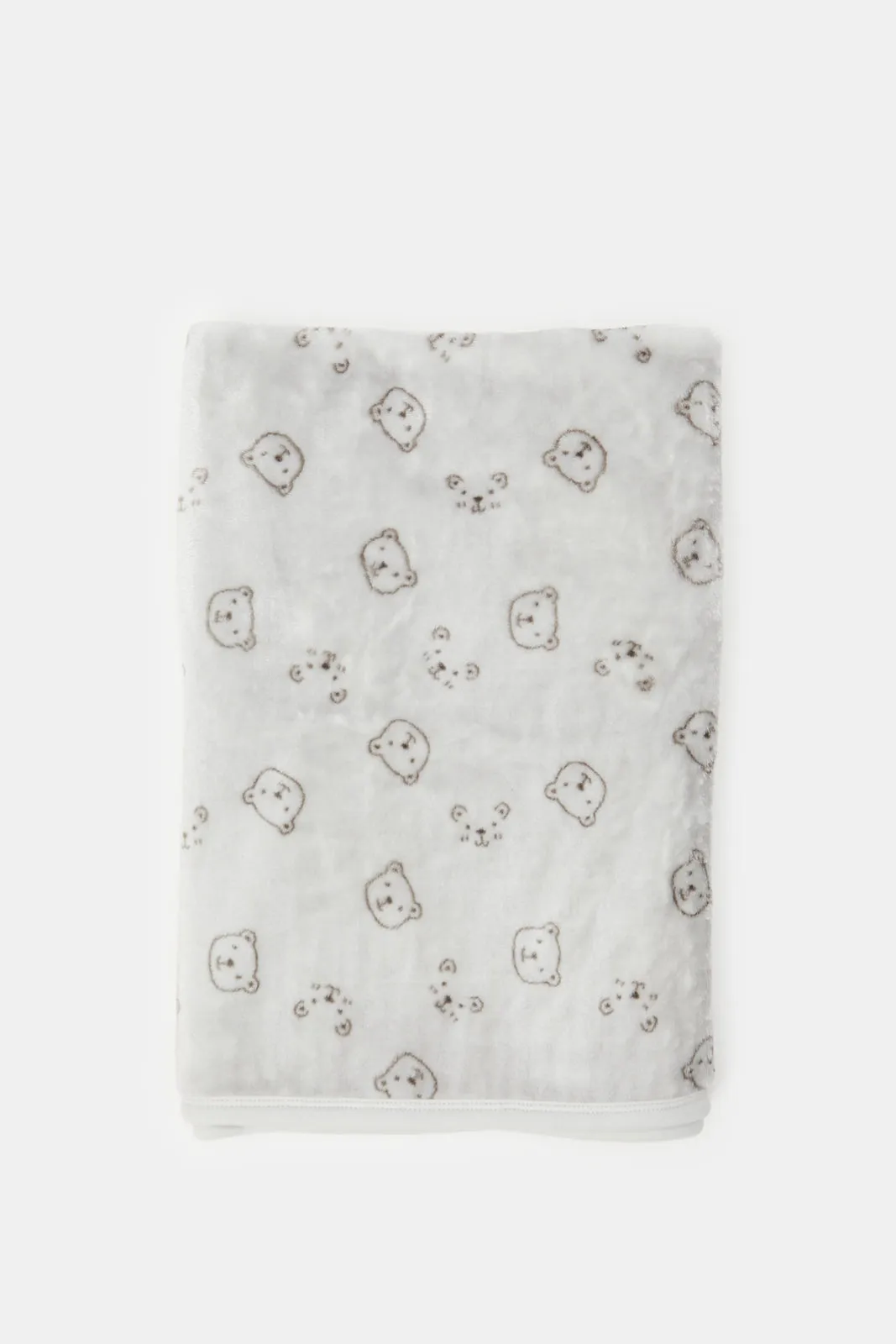 Babies Grey Printed Velour Blanket (1 Piece)