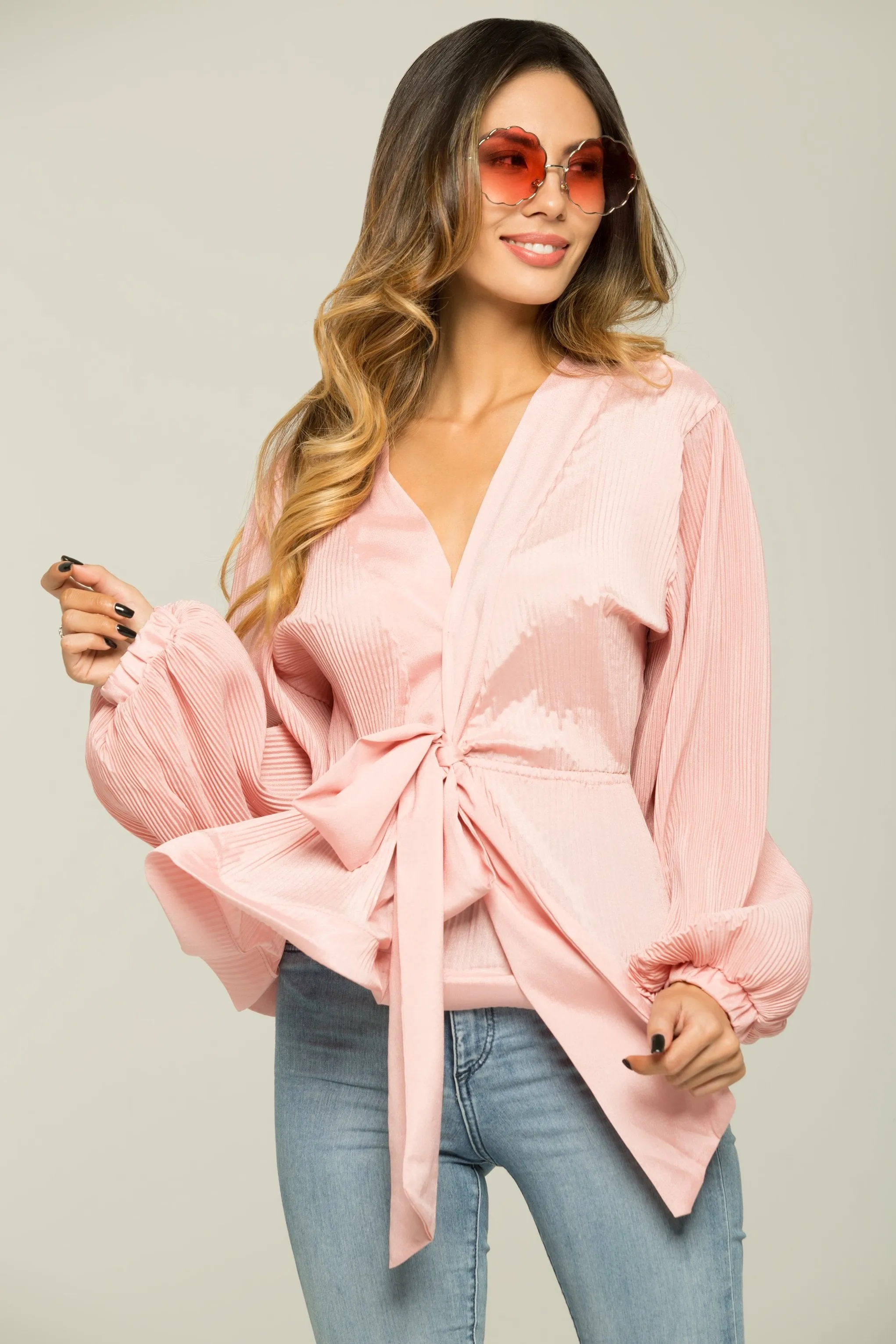 Baby Pink Angel Sleeveless Tie-up Top