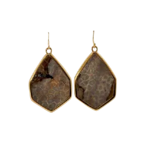 Barse Hexagonal Statement Earring-Fossilized Coral