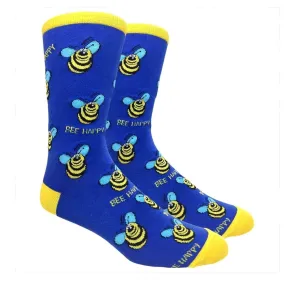 Bee Happy Socks (Adult Large - Men's Shoe Sizes 8-12)