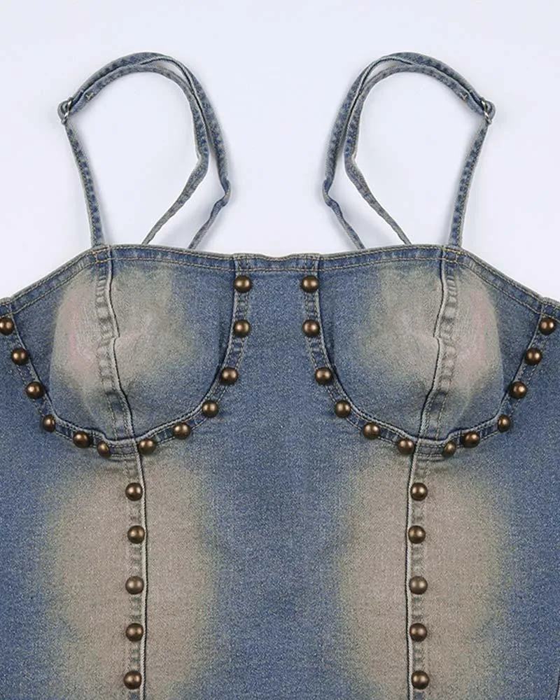 Berehynia Studded Denim Corset Top