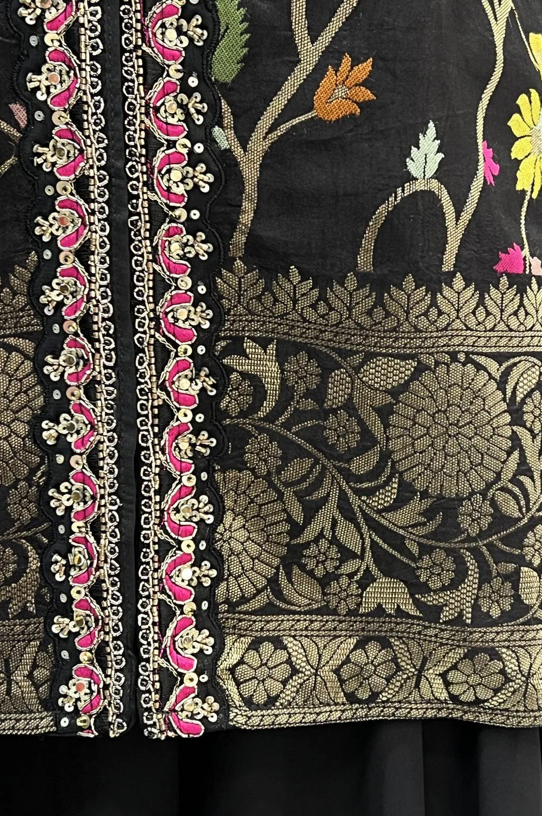 Black Banaras, Beads and Sequins work Palazzo Salwar Suit