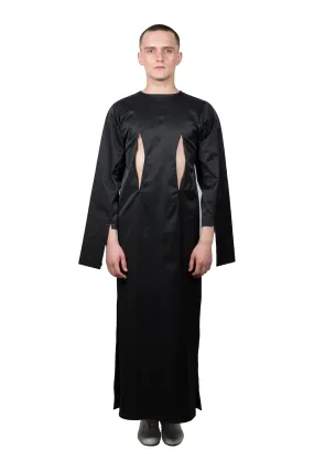 Black Slashed Long-sleeved Dress