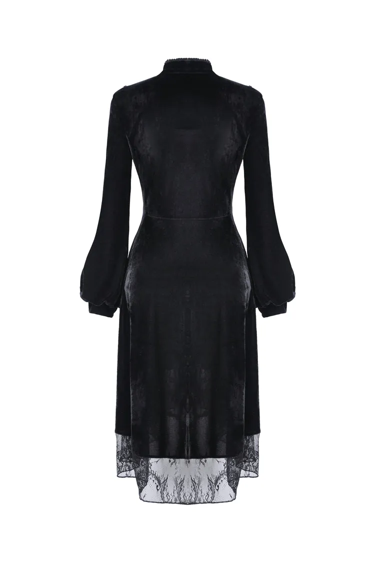 Black women velvet sexy goth dress DW325