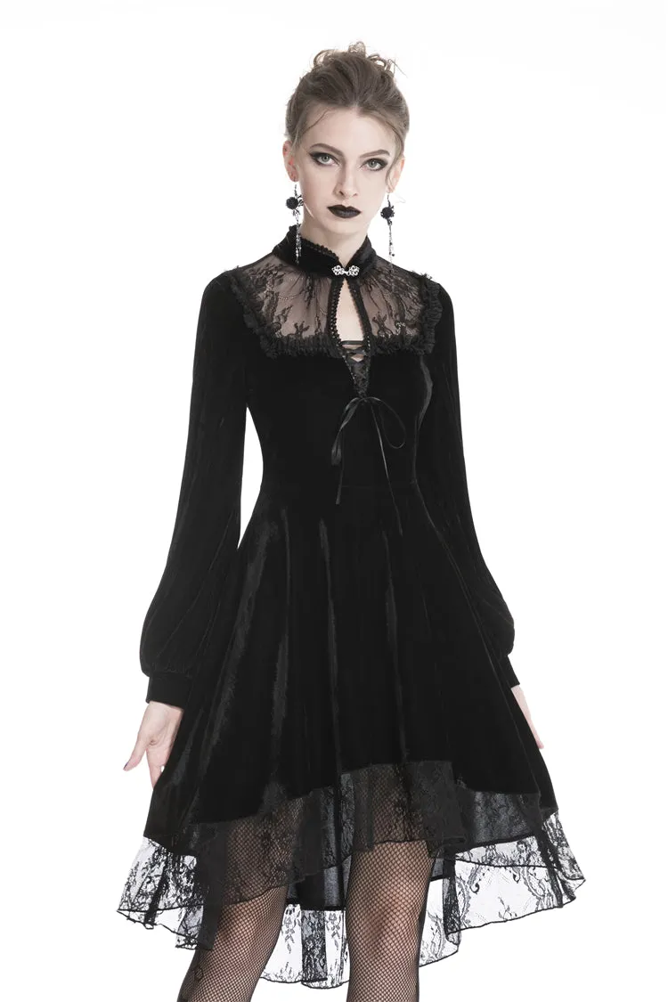 Black women velvet sexy goth dress DW325