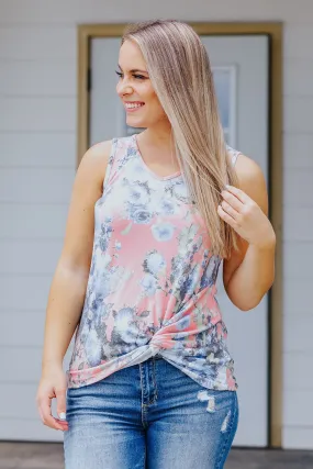 Blame It On the Rain Floral Tank in Coral