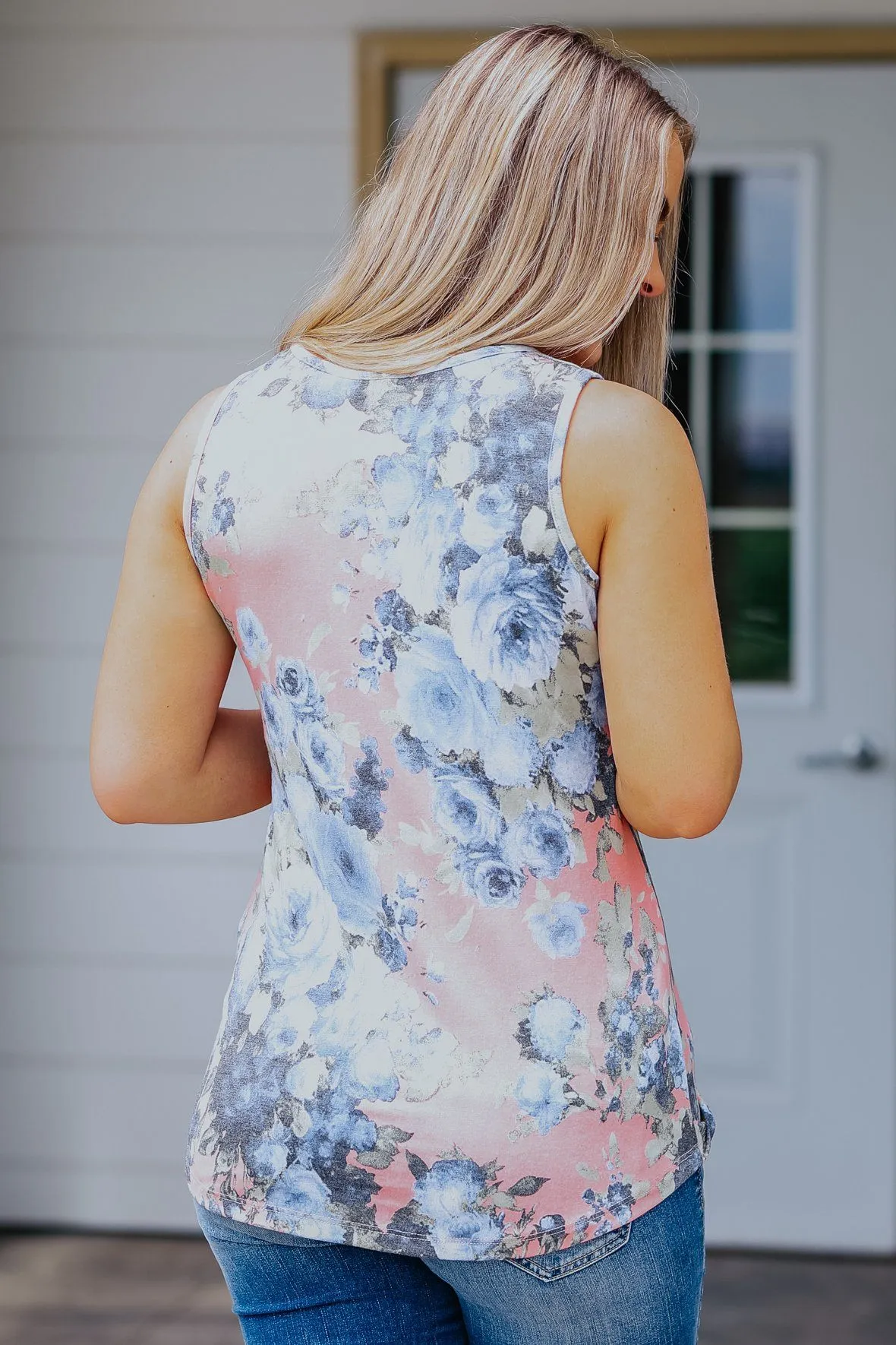 Blame It On the Rain Floral Tank in Coral