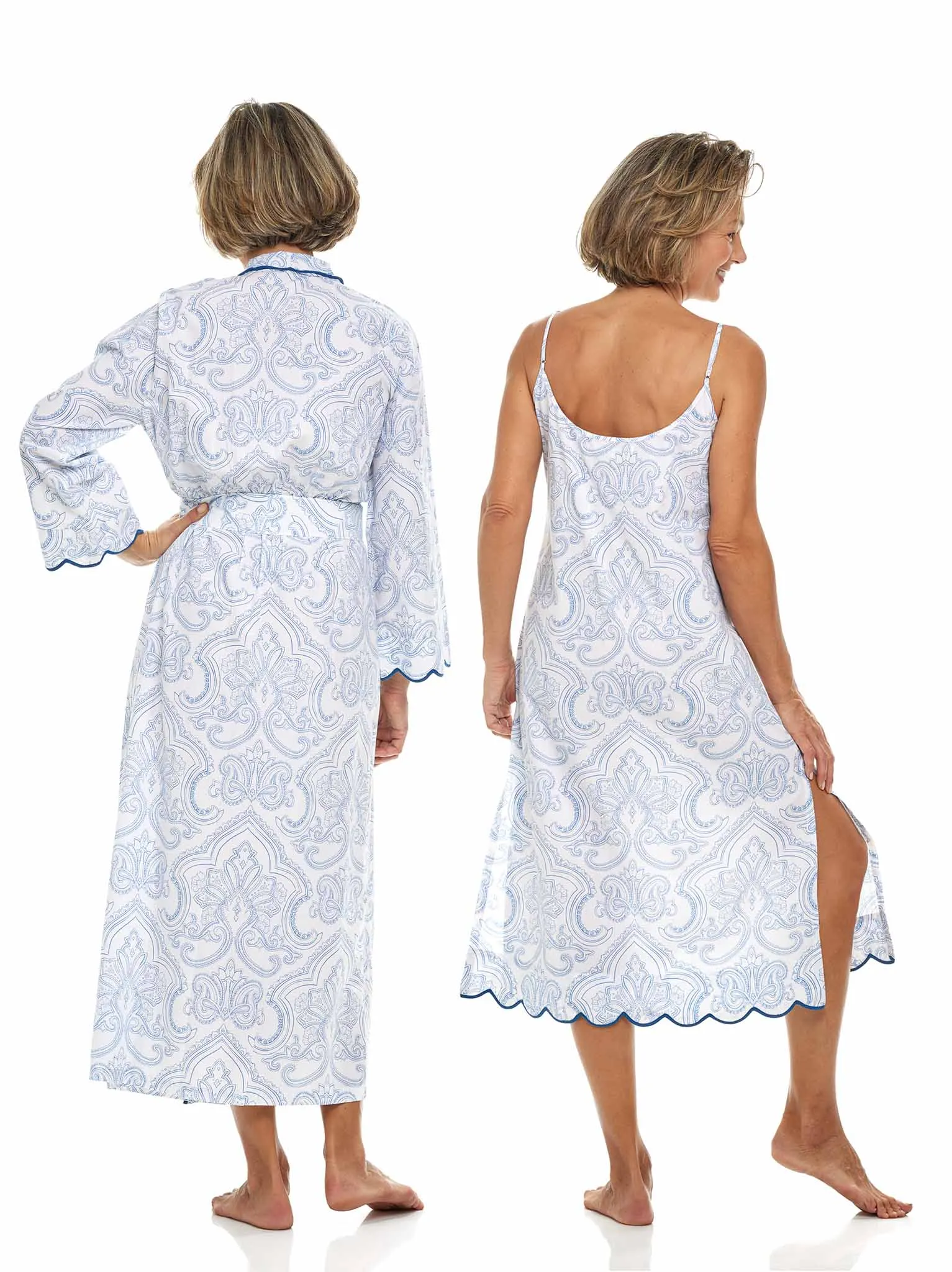 Blue Paisley Bundle: Classic Robe   Slip Nightgown