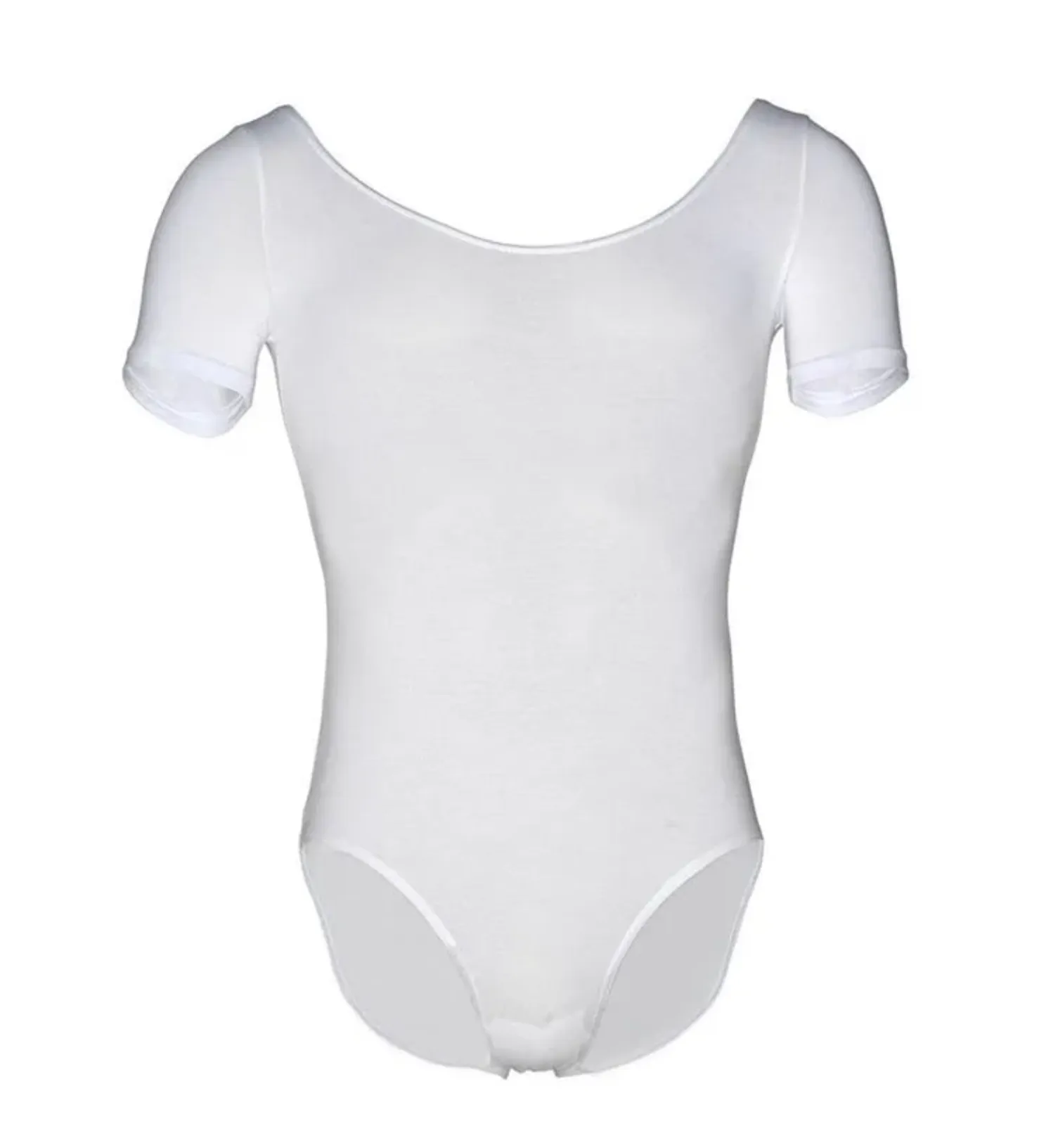 Boys short sleeved leotard - white