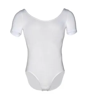 Boys short sleeved leotard - white