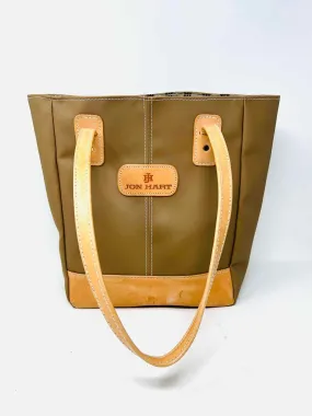 Brown/Tan Nylon Leather Trim Designer Tote