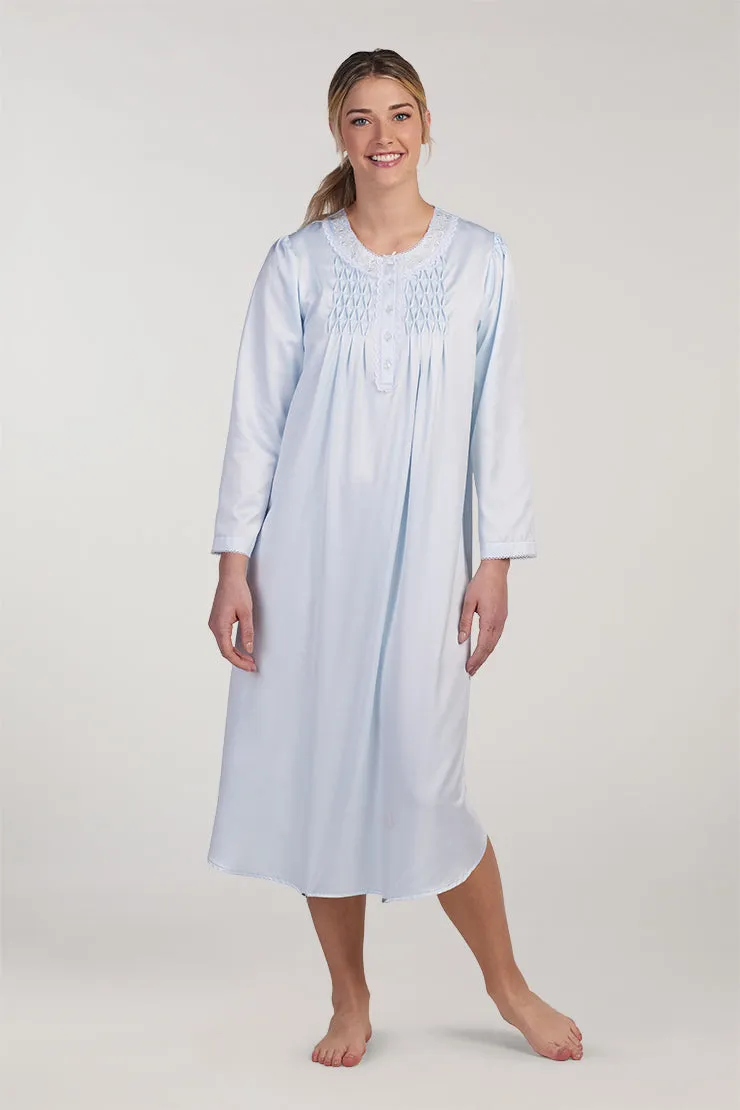 Brushed Back Satin Long Nightgown