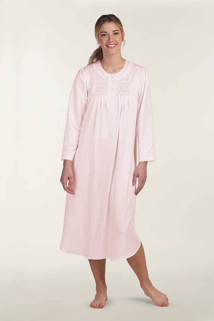 Brushed Back Satin Long Nightgown