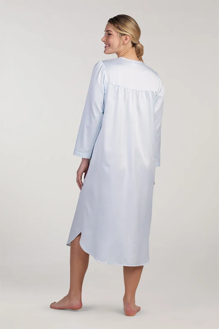 Brushed Back Satin Long Nightgown