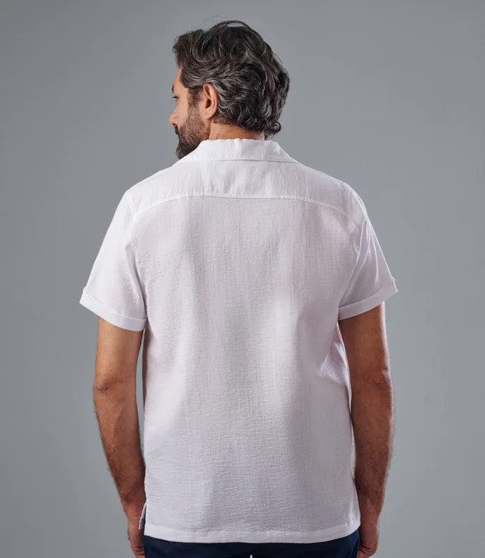 Camp Collar Short Sleeve Shirt - OFF WHITE