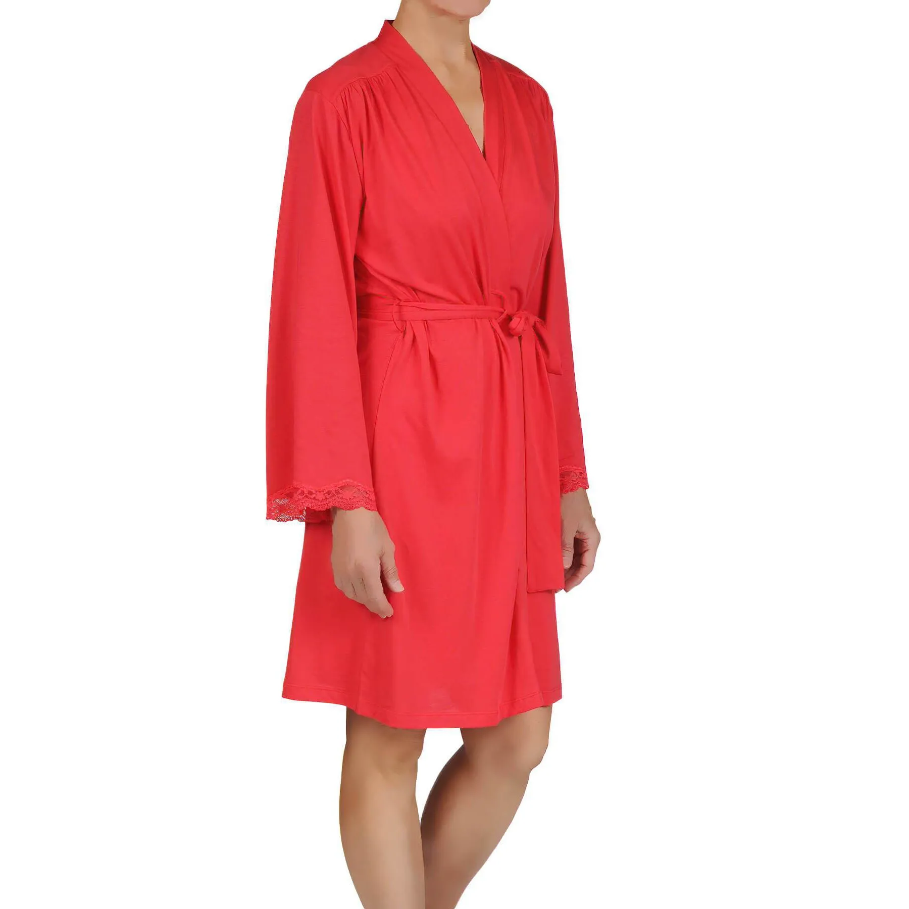 Carman Short Robe - Coral Red