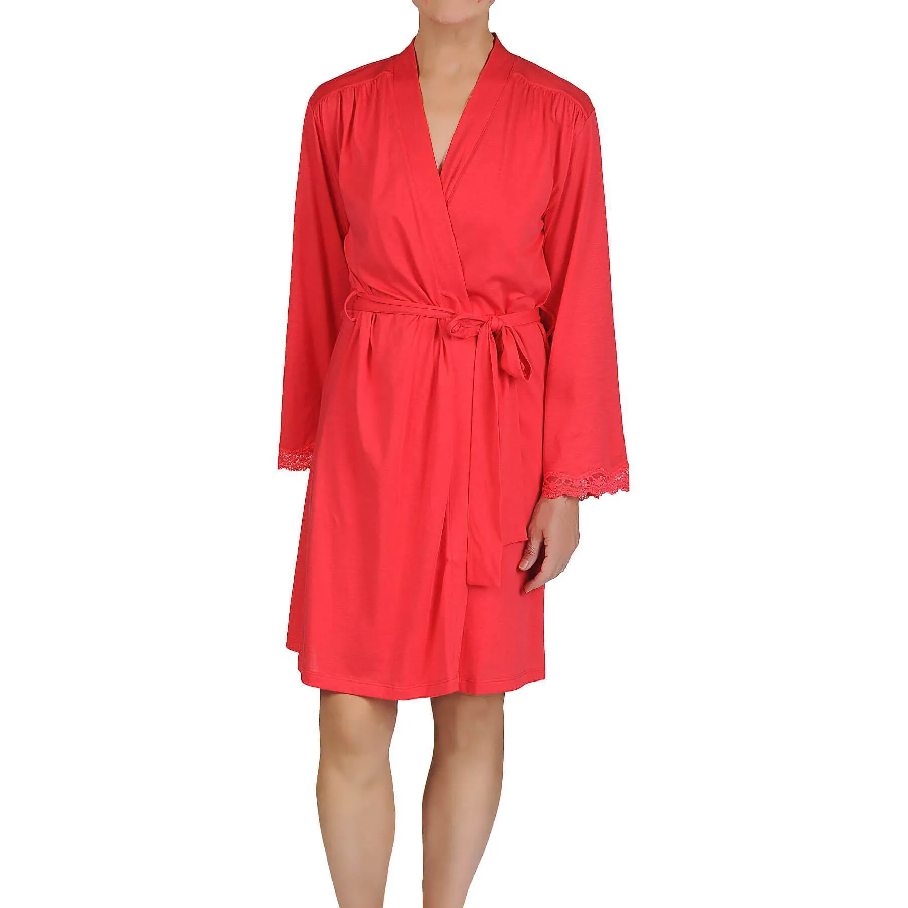 Carman Short Robe - Coral Red