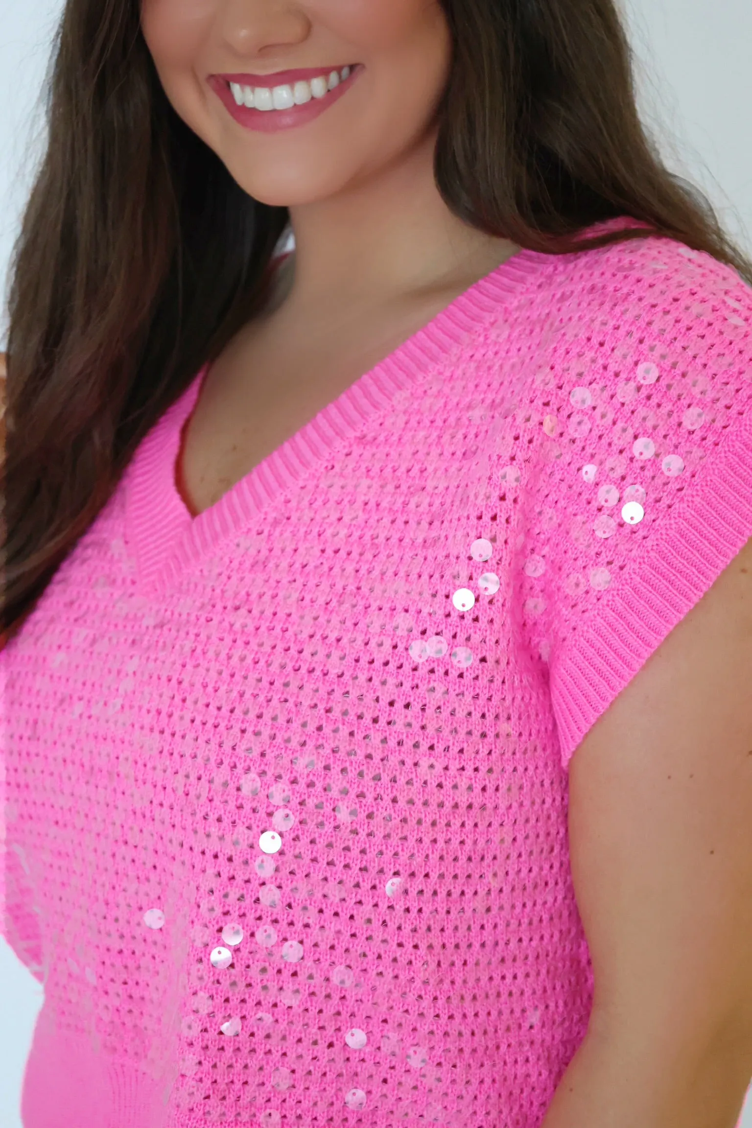 Carrie Sequined Sweater - Shocking Pink (FINAL SALE)