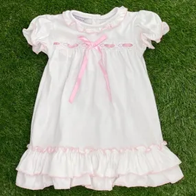 Clara Nutcracker Dress in Soft Knit Cotton with pink ribbon