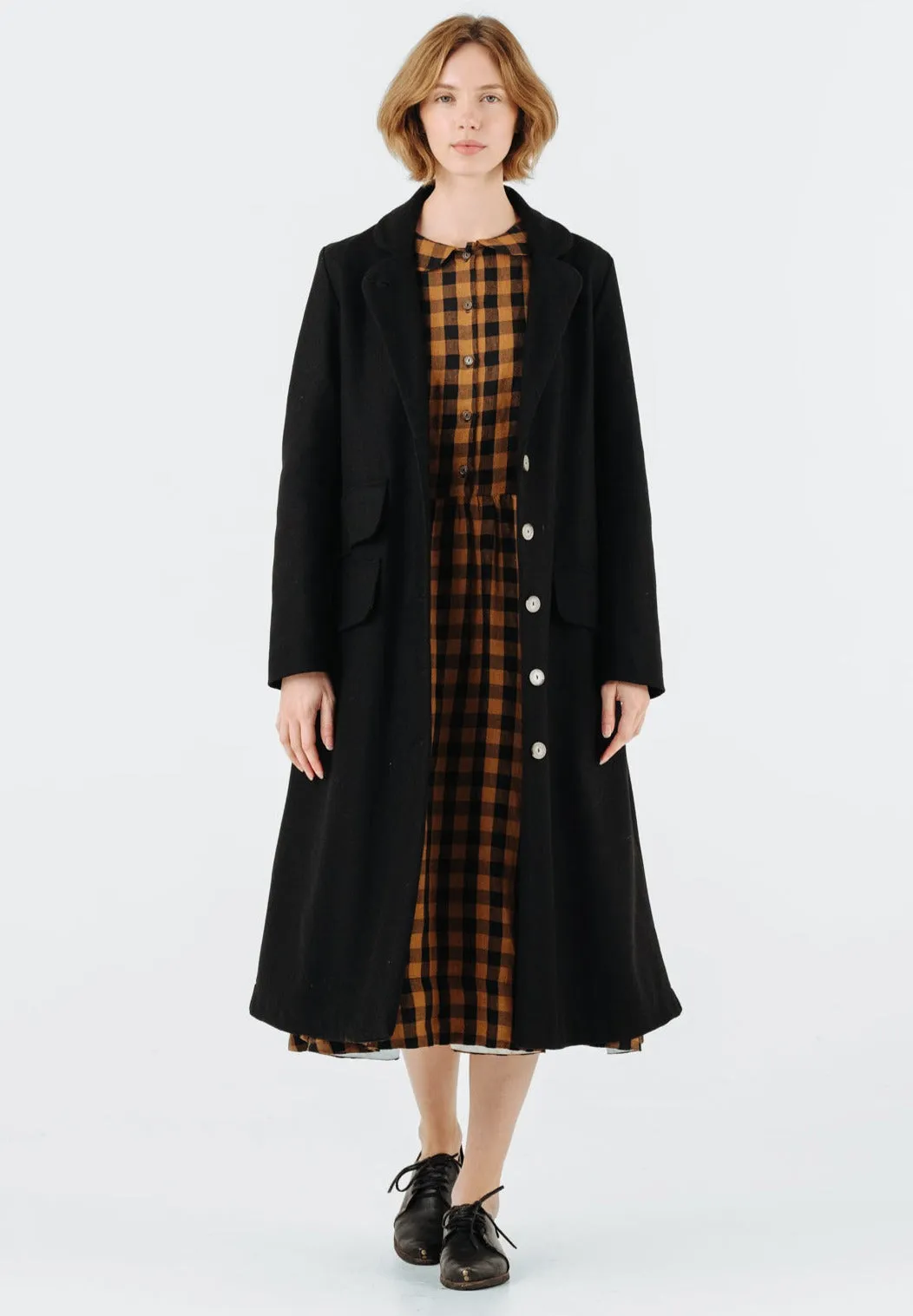 Claudia Coat, Wool, Black Pansy