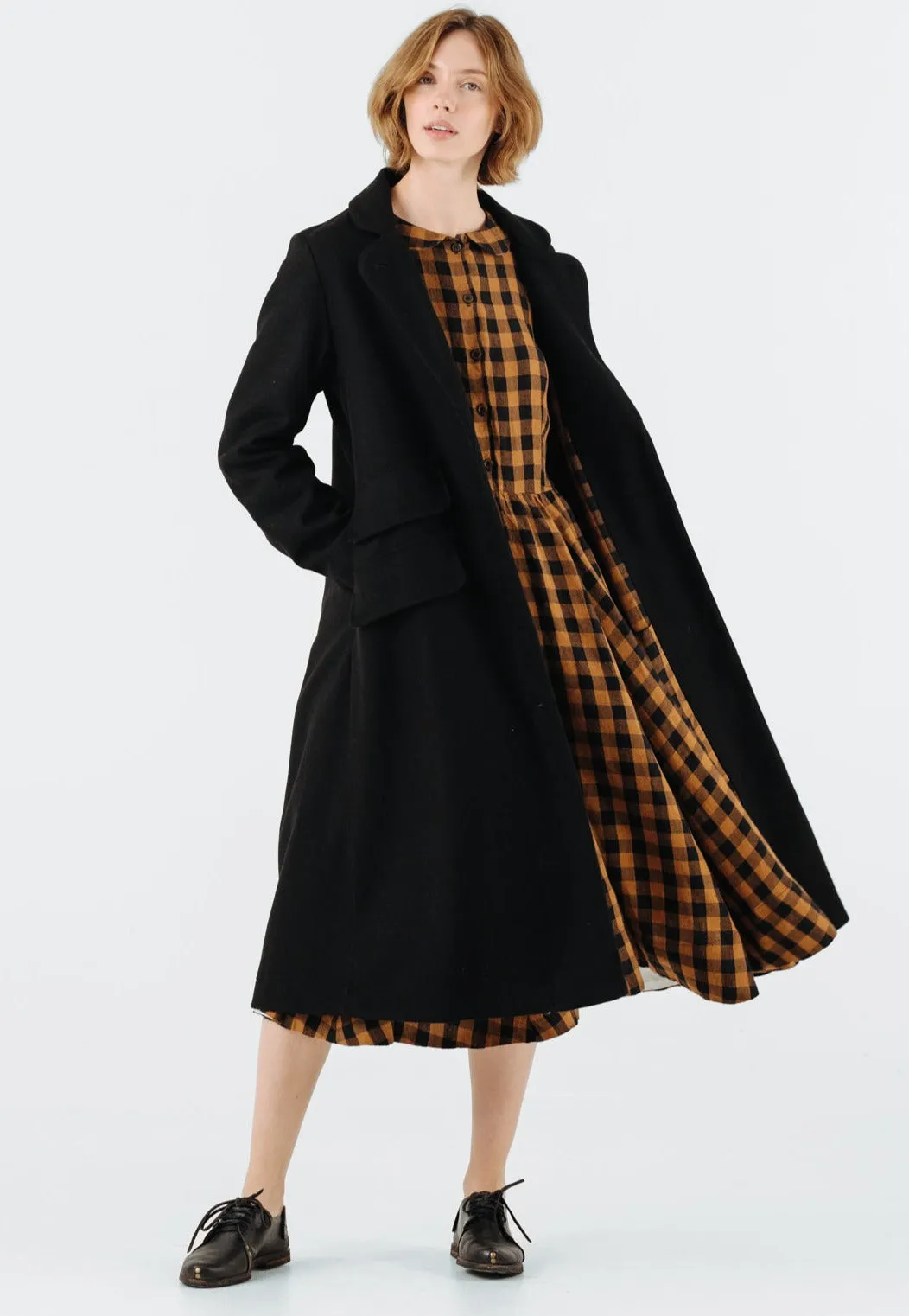 Claudia Coat, Wool, Black Pansy