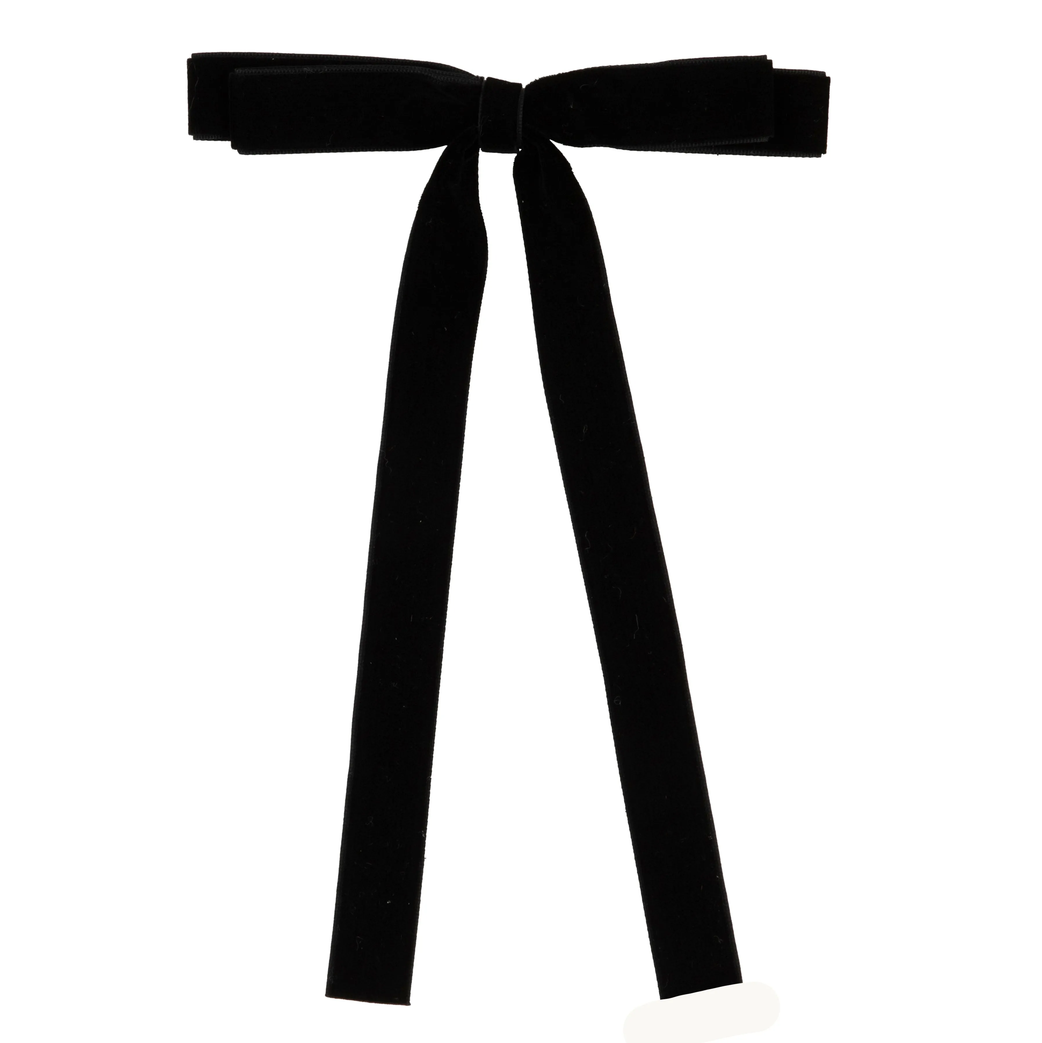 clip long double velvet bow - black