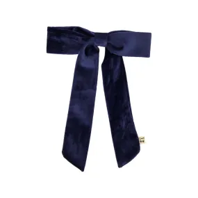 clip velvet long bow  - navy