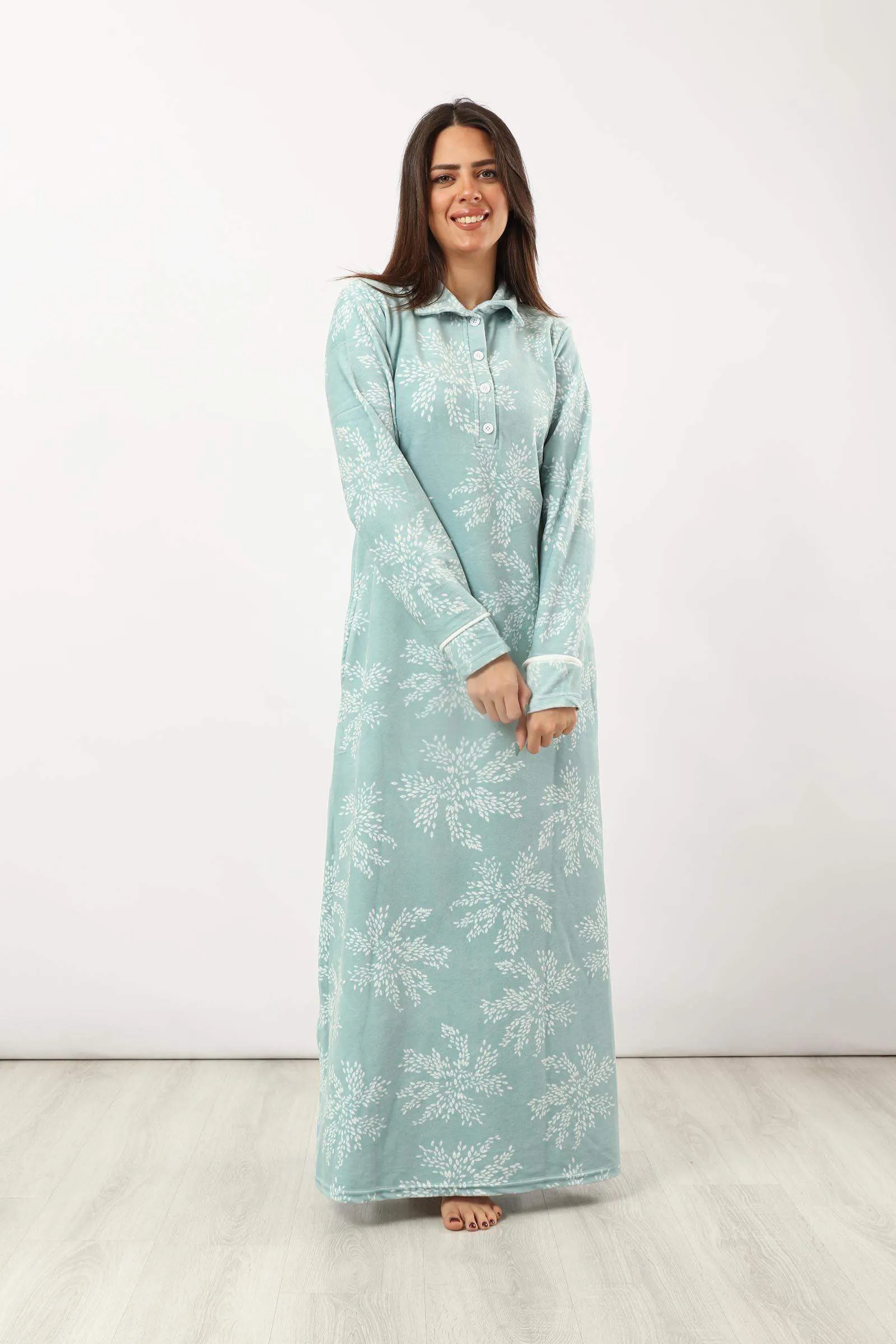 Collared Printed Nightgown