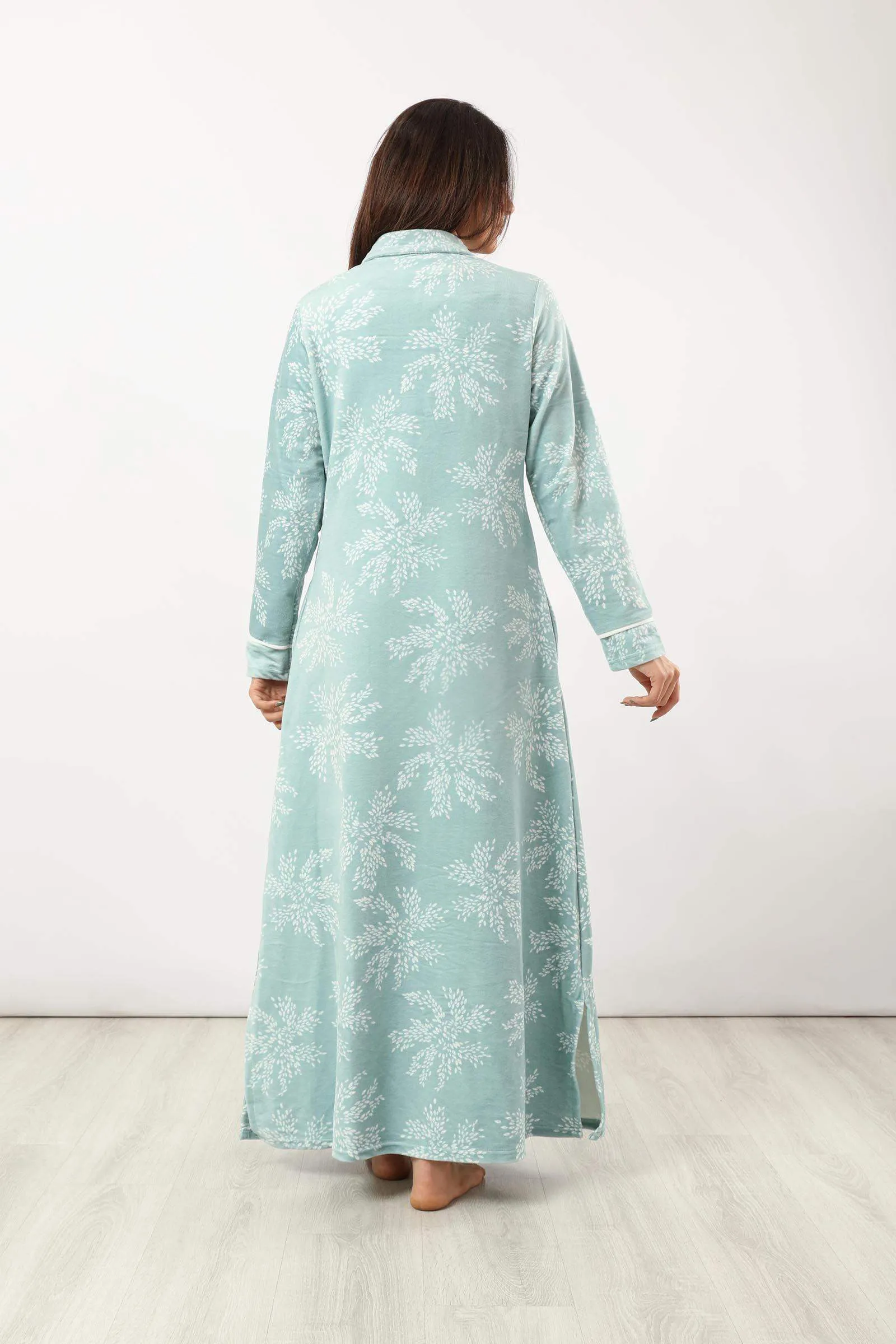 Collared Printed Nightgown