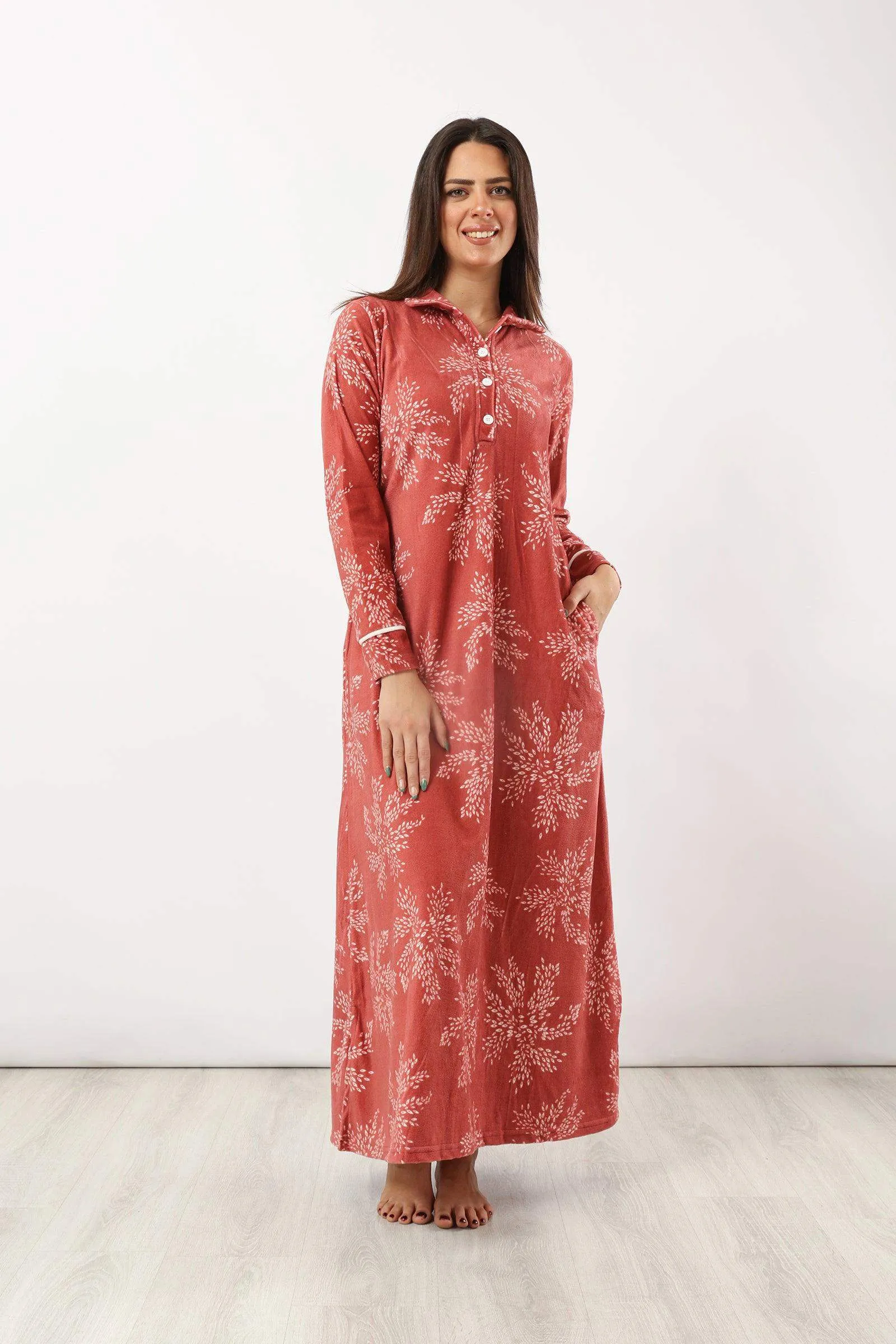 Collared Printed Nightgown