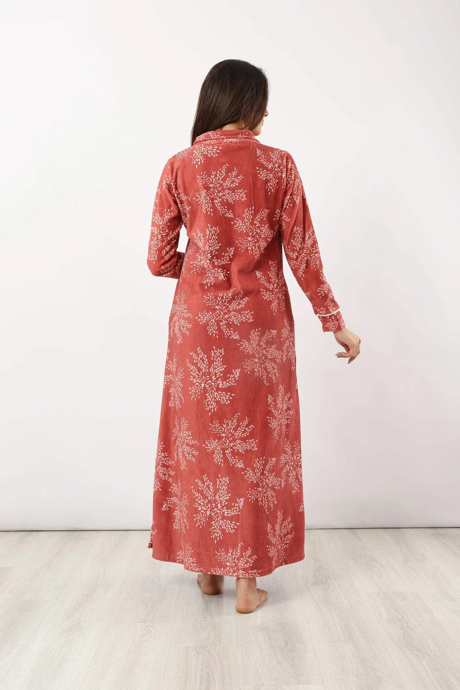 Collared Printed Nightgown