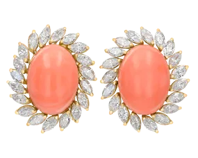 Coral and Diamond Earrings