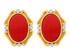 Coral and Diamond Earrings