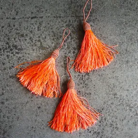 Corded Tassel - Flourescent Coral / Gold